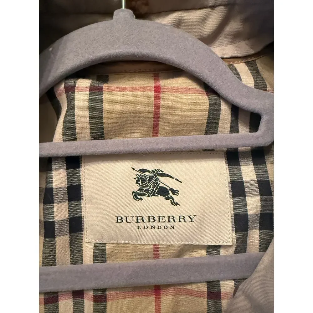 Burberry Trench Coat Mens 46 Regular Tan Nova Check Lining Removable Wool Liner